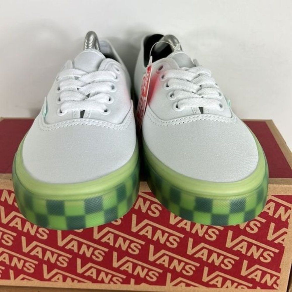 Vans translucent green grash checkered white authentic sneakers women’s size 8.5 - Picture 3 of 8